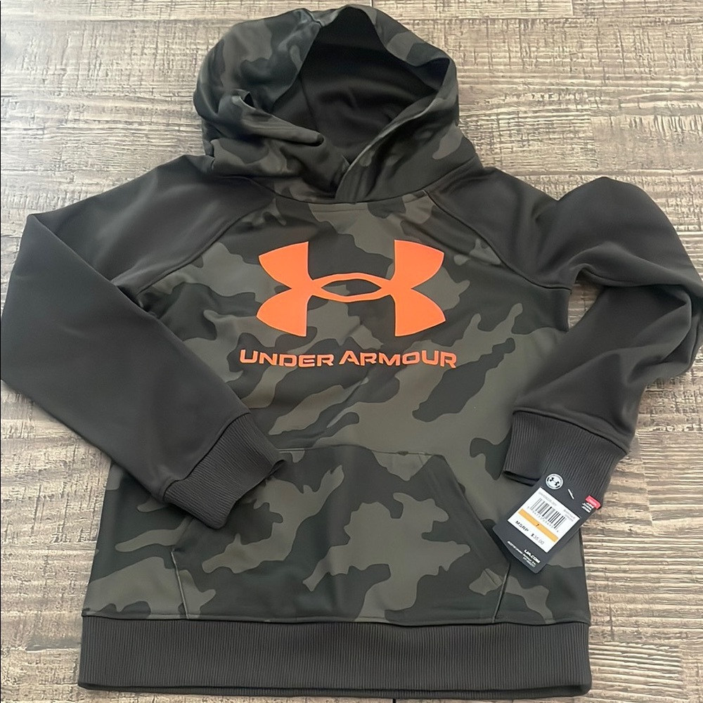 Under Armour Camo Hoodie with Bold Orange Logo